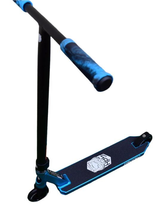 HogPro P1 stunt scooter, T-bar, Blue deck with 100mm black core wheels (Blue/Black Grips)