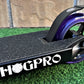 HogPro SP3 stunt scooter, T-bar, Black forged deck with 110mm black core wheels (Blue/Purple Grips)