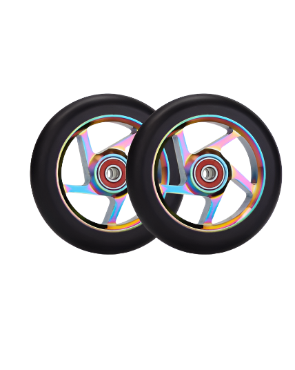 HogPro wheels - 110mm - Black on neo chrome metal core (5 Spoke)