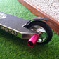 HogPro SP2 stunt scooter, chrome T-bar (Taller), Raw polished deck with 110mm chrome wheels (Pink Grips & pegs)